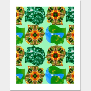 Canna flower pattern and human brain shape. Posters and Art